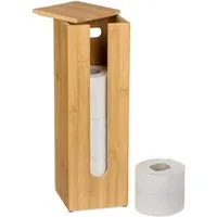 relaxdays Toiletten-Ersatzrollenhalter Toilettenpapier Aufbewahrung aus Bambus