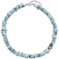 Cavill Silberkette Larimar 3,25 ct Kette 925 Silber rhodiniert, Boho Perlen 42-47 cm (1-tlg)