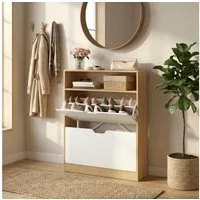 VASAGLE Schuhschrank Schuhregal Mit 2 oder 3 Klappen und zusätzlichen Fächern, Höhe 102/139 cm