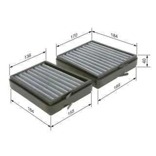 Bosch Aktivkohle-Innenraumfilter Mercedes C-Klasse Clc-Klasse Clk 1987435536