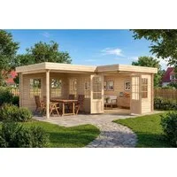 Alpholz Gartenhaus Holz 5-Eck Pepe, BxT: 618x462 cm, in Naturbelassen mit 40mm Wandstärke