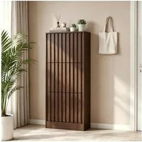 UEV Schuhschrank mit 3 Klappen, Schuhkipper schmal Schuhkommode Verstellbare Trennwände für Verschiedene Schuhtypen 60 * 24 * 122cm
