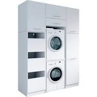 Laundreezy Mehrzweckschrank-Set Laundreezy, 6-tlg. Mehrzweckschrank-Set B/H/T 168/238/68 cm, (6-St), Breite 168 cm, Soft-Close-Funktion, höhenverstellbare Füße