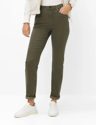 Brax Damen Five-Pocket-Hose Style CAROLA DARK KHAKI Grün Khaki, grün - khaki, Gr. 46