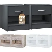 Casaria Nachttisch Kiel (2-St), mit Schublade 41x39x28cm Holz Modern Schlafzimmer Bett Nachtschrank