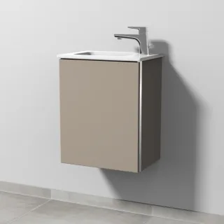 Sanipa 3way Waschtischunterbau zu Duravit ME by Starck Waschtisch mit 1 Tür, Sandgrau-Matt BS72067
