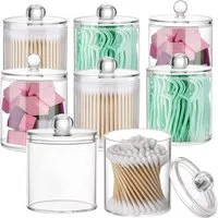 MOPUEA Wattestäbchen 8 St Wattestäbchen Behälter Schminktisch Badezimmer Organizer, 8-St., Abnehmbarer Deckel für komfortable Reinigung