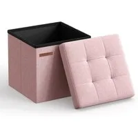 SONGMICS Sitzhocker kleine klappbare Sitzbank, für Wohnzimmer Schlafzimmer Schlafsaal (1 St), mit Stauraum, 30 x 30 x 30 cm, Aufbewahrungsbox, bis 130 kg belastbar