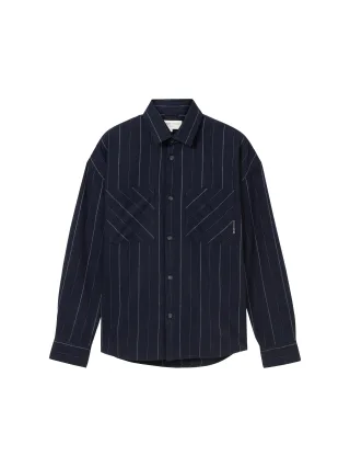 Denim Tom Tailor - Gestreiftes Oversized Hemd navy white pin stripe - Gr. - S
