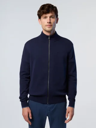 North Sails Pullover Durchgehender Reißverschluss mit gesticktem Logo