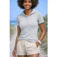 KangaROOS Kapuzenshirt figurbetonte Passform, Kurzarm, mit Kapuze, Rippware