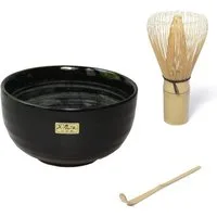 Quertee Teeschale Matcha Set - Matcha Schale AQUA + Chasen - Matchabesen + Bambuslöffel