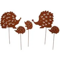 UNUS GARDEN Gartenstecker Stecker Rost Igel 5er Set (5-St., 5er Set) Gartendeko Rostdeko Dekostecker rostige Deko Garten robust
