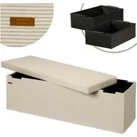 Casaria Sitzbank, Cord Beige Faltbar inkl. Boxen 114x38cm 300kg Belastbarkeit Wohnzimmer