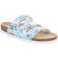 Rohde SUNNYS N°13 Pantolette Sommerschuh, Schlappen, Hausschuh mit buntem Druck, G-Weite = weit