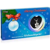 BRUBAKER Perlenketten-Set Deine Persönliche Weihnachtsperle - Merry Christmas (Muschel mit echter Perle als Schmuck Geschenkset - Weihnachten, Set), Wunschperle - Halskette mit Silber Schneeflocken Anhänger