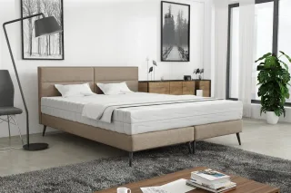 Polsterbett Doppelbett BERGAMO 140x200cm Komplettset Stoff Gemma Cappuccino