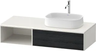 Duravit Zencha Konsolenwaschtischunterbau wandhängend Eiche Schwarz & Weiß Matt & Supermatt 1300x550 ZE4819016840000