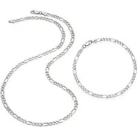 Firetti Schmuckset Multipack Schmuck Geschenk Silber 925 Halskette Armkette Figarokette (Set, 2-tlg)
