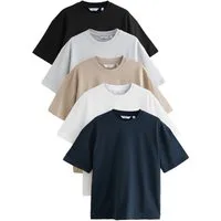 Next T-Shirt Relaxed Fit Shirts 100 % schwere Baumwolle, 5 Stk. (5-tlg)