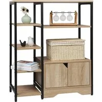 Woltu Bücherregal, 1-tlg., mit offenem Stauraum und Schrank, MDF Metall