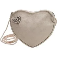 Alpenflüstern Schultertasche Herztasche Strassherz-Hirsch (taupe-grau), - Damen Trachtentasche in Herzform, Schultertasche fürs Dirndl, Herz H