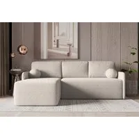Selsey Ecksofa BLOOM, Ottomane beidseitig montierbar, Stauraum, Schlaffunktion, Bouclé-Stoff