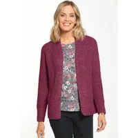 GOLDNER Strickjacke Elegante Grobstrickjacke, Zopfmuster Verschlusslose Baumwolljacke mit Schalkragen und Langarm