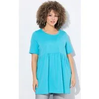 Ulla Popken Longshirt T-Shirt A-Linie elastische Naht Rundhals Halbarm