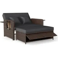 COSTWAY Loungebett, Rattan, 2-Personen, 3 in 1, mit verstellbarer Rückenlehne