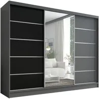 A&J MöbelLand GmbH Schiebetürenschrank AURELIA 1 mit 3 Schubladen und Spiegel (TOP ANGEBOT! Geräumiger Schrank mit einer Breite von 200 cm und Spiegel, ideal zur Aufbewahrung von Kleidung und Accessoires. 3 Schubladen und viel Stauraum. TOP PRODUKT! 
