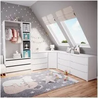 Vicco Kleiderschrank Elmo, Weiß, 100 x 200 cm mit 2 Schubladen (1-St)