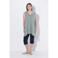 Ulla Popken Longshirt Longtop Zipfelsaum A-Linie V-Ausschnitt