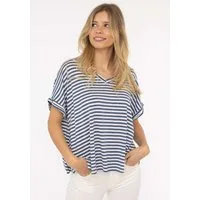 Zwillingsherz T-Shirt "Maritime Streifen" One Size, Kurzarm, V-Ausschnitt, gestreift, Loose Fit