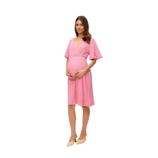 Mamalicious - "Tess" Wickelkleid für Damen, V-Ausschnitt, Seersucker, Umstandskleidung (Beutel Rosa)