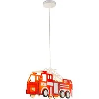 GLOBO LIGHTING Pendelleuchte KITA, ohne Leuchtmittel, Kinderlampe, Kinderleuchte, Kinderzimmer, Feuerwehr, Hängelampe