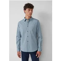 s.Oliver Langarmhemd Hemd Slim Fit: Fein gemustertes Baumwollhemd mit Kentkragen