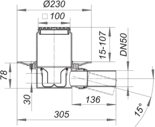 Dallmer Bodenablauf 42 E, DN 50, 100 x 100 mm, 420107 420107