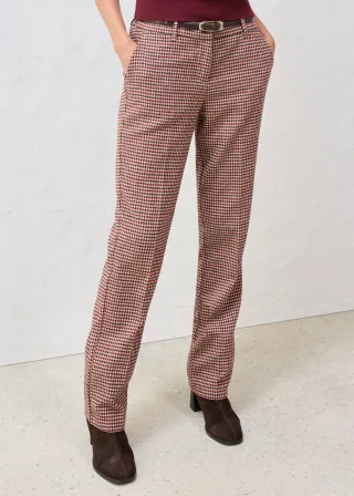 bonprix Hose aus weichem Woll-Mix, beige, Gr.48, Modern und elegant zu gleich, Hose im Karo-Design mit Wollanteil, aus Wolle