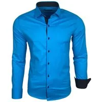 Baxboy Langarmhemd Baxboy Herren Kontrast Hemden Business Freizeit modernes Hemd B-500
