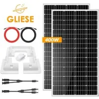 GLIESE Solaranlage 400W Solarpanel-Set mit Wohnmobil-Montage für Wohnmobil/Camper, 400 W, Monokristalline, (2x 200W Solarmodul mit Wohnmobilhalterung & 5m Kabel, 11-St., 2x 200W Solarmodul mit Wohnmobilhalterung & 5m Kabel), Wohnmobile & Camper – vol
