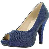 Andrea Conti Glitzer Peeptoe Damen Schuhe - Blau Pumps