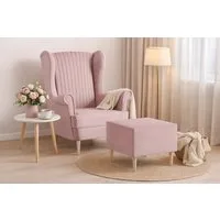 MOEBLO Ohrensessel COMFY SESSEL mit oder ohne Hocker (Samtstoff, optional mit Hocker, gepolstert, Loungesessel im modernen Design), Sessel mit optionalem Hocker