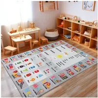 Carpettex Kinderteppich Alphabet - Buchstaben - Zahlen - Tiere, Rechteckig, Höhe: 7 mm, Teppich Kinderzimmer Alphabet-Buchstaben Rutschfest Waschbar