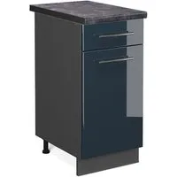 Vicco Unterschrank Fame-Line, Dunkelblau Hochglanz/Anthrazit, 40 cm, AP Anthrazit (1-St)