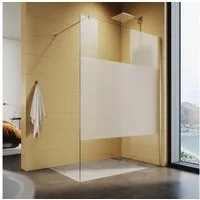 SONNI Walk-in-Dusche Walk in Duschwand Duschabtrennung 80-140 x 200cm, 8mm Einscheibensicherheitsglas mit Nano Beschichtung, teilsatiniert mit Stabilisator