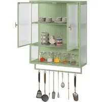 MODFU Hängeschrank 60 cm Wandhängender Schrank mit Glastüren (Wandschrank Stauraumschrank Hängevitrine, Stilvolle Aufbewahrung, Zwei-Tür-Design, Abnehmbares Regal, Perfekt für Wohnzimmer, Badezimmer & Flur)