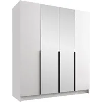 MIRJAN24 Kleiderschrank Santi II (mit vier Drehtüren) Kleiderstange, Metallgriffe, Frontspiegel