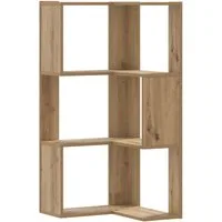 vidaXL Bücherregal Eck-Bücherregal 3 Böden Artisan-Eiche 50x50x102cm Holzwerkstoff, 1-tlg.