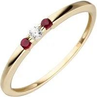 Schmuck Krone Goldring Ring aus 333 Gelbgold mit Rubin & Zirkonia, Gold 333